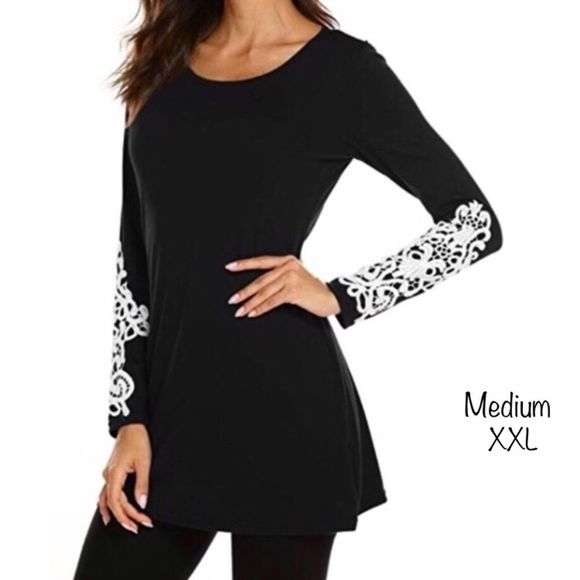 Crochet Lace Sleeve Accent Tunic - Picture 1 of 8